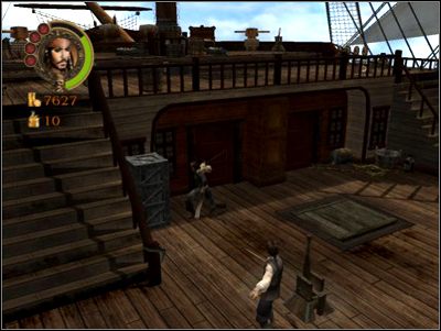 Następnie wróć na dziób, odetnij łodzie, i po krótkiej animacji zabierz się za podpalanie masztów - The Bigger the Boat... | Misje - Pirates of the Caribbean: The Legend of Jack Sparrow - poradnik do gry