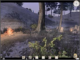 Docelowo będziesz musiał dotrzeć do niewielkiego namiotu (#1), w którym musisz się oczywiście schować - Część druga (2) | Epizod IV | Call of Juarez - Call of Juarez - poradnik do gry