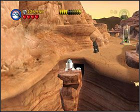 Musisz się dostać na półkę skalną pokazaną obok - Episode IV - Through the Jundland Wastes | Freeplay Mode - LEGO Star Wars II: The Original Trilogy - poradnik do gry
