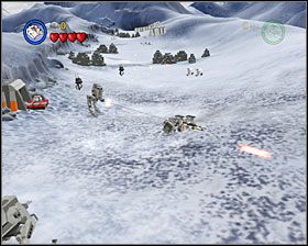 W pierwszej sekcji etapu przewróć 10 AT-ST za pomocą liny holowniczej, a Minkit pojawi się nieopodal - Episode V - Hoth Battle | Freeplay Mode - LEGO Star Wars II: The Original Trilogy - poradnik do gry