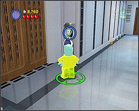 Użyj panelu dla Łowców Nagród w widocznym na screenie korytarzu, zaraz za pokojem z karabinem stacjonarnym - Episode V - Cloud City Trap | Freeplay Mode - LEGO Star Wars II: The Original Trilogy - poradnik do gry