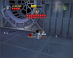 Od miejsca pierwszej walki podejdź w dół i w prawo, po czym jako Łowca Nagród wysadź metalowe urządzenie - Episode VI - Jedi Destiny | Freeplay Mode - LEGO Star Wars II: The Original Trilogy - poradnik do gry