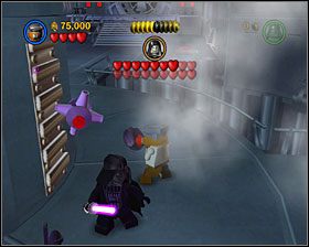 Przy windach na środku etapu użyj Detonatora na metalowej barierze - Episode VI - Jedi Destiny | Freeplay Mode - LEGO Star Wars II: The Original Trilogy - poradnik do gry