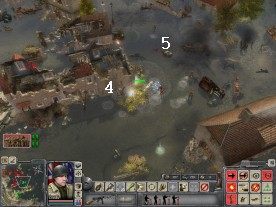 Po oczyszczeniu przedpola (5) ukryj się za kolejnym budynkiem (6) - Misja 3 | Kampania aliancka | Faces of War Oblicza Wojny - Faces of War: Oblicza Wojny - poradnik do gry