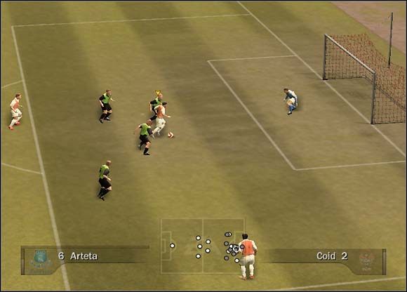 Prawdopodobnie bramkarz zechce wyjść do naszego napastnika, by skrócić mu kąt strzału - Podania prostopadłe | Taktyka FIFA 07 - FIFA 07 - poradnik do gry