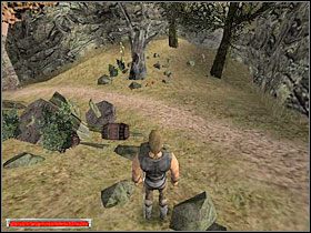Dalej już czeka cię tylko starcie z pojedynczymi młodymi ścierwojadami obrazek z lewej pokazuje położenie pierwszego, natomiast drugi znajduje się niedaleko wyjścia - Witamy w Koloni (3) | Rozdział 1 | Gothic - Gothic - poradnik do gry
