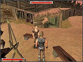 Idąc dalej miniesz południową bramę i dojdziesz do Scattyego i areny (obrazek z lewej) - Witamy w Koloni (5) | Rozdział 1 | Gothic - Gothic - poradnik do gry