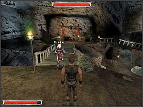 Pokaże się okno wczytywania gry, poczym na twojej drodze stanie Drake (obrazek z prawej) porozmawiaj z nim, a dowiesz się jak trafić do Jana - Witamy w Koloni (7) | Rozdział 1 | Gothic - Gothic - poradnik do gry