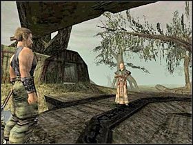 Idąc dalej przed siebie dotrzesz do Baala Cadara (obrazek z lewej) - Witamy w Koloni (12) | Rozdział 1 | Gothic - Gothic - poradnik do gry