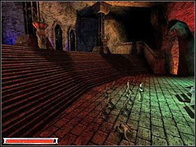 Teraz wybierasz jedno z dwóch przejść prowadzących na dół (obrazek z lewej) i podążasz drogą przed siebie - Leże Śniącego (2) | Rozdział 6 | Gothic - Gothic - poradnik do gry