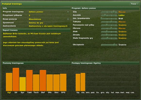 W sekcji Info znajdujemy kilka pożytecznych informacji - Trening cz. IV - Zarządzanie drużyną - Football Manager 2007 - poradnik do gry