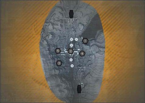 Cyfry w sześciokątach oznaczają silosy rakiet BLOC-2. - Założenia trybu Titan cz.1 | Tryb Titan i Conquest | Battlefield 2142 - Battlefield 2142 - poradnik do gry