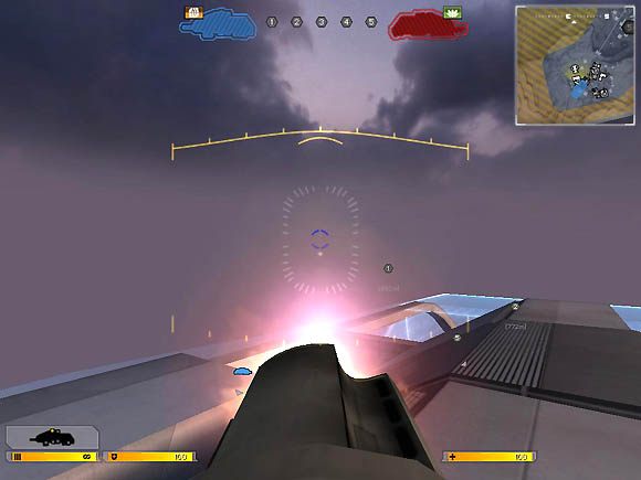 Działkami steruje się poprzez komputery znajdujące się tuż przy lądowiskach dla maszyny transportowej i bojowej - Uzbrojenie Titana | Tryb Titan i Conquest | Battlefield 2142 - Battlefield 2142 - poradnik do gry