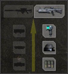 Żółta strzałka wskazuje kolejność, według której odblokowujemy kolejne elementy wyposażenia - Dobór sprzętu i kolejność odblokowywania - Battlefield 2142 - poradnik do gry