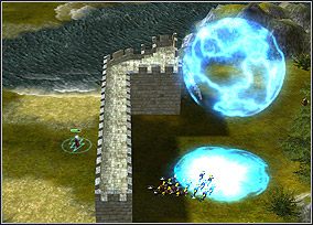 Merlin wykańcza wrogów po drugie stronie muru - Chapter I - The Coming of the Saxons (3) | Kampania King Arthur - Twierdza Legendy - poradnik do gry