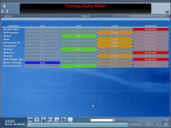Tworzenie harmonogramu treningów cz. 1 - Tworzenie harmonogramu | Trening Championship Manager 2007 - Championship Manager 2007 - poradnik do gry