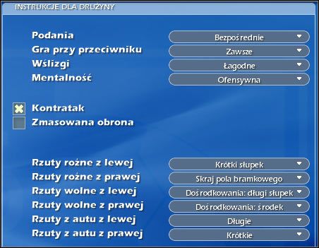 Instrukcje dla drużyny. - Ustal instrukcje dla drużyny | Taktyka Championship Manager 2007 - Championship Manager 2007 - poradnik do gry