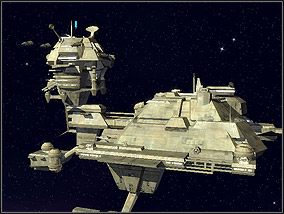 Jedna ze stacji kosmicznych, które należy zniszczyć. - Misja 17 - Nowa broń imperatora - Kampania - Star Wars: Empire at War - Forces of Corruption - poradnik do gry