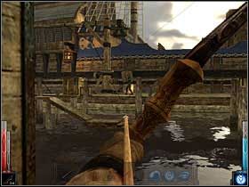 Drugi wartownik jest przy portowym żurawiu, ale strzał z łuku jest ryzykowny. - Across the Sea of Blood (1) | Rozdział 4 | Dark Messiah of Might and Magic - Dark Messiah of Might and Magic - poradnik do gry