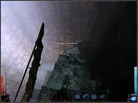 Zauważam drewniany element, do którego instaluję rzutkę liny dzięki Rope Bow. Na górze Magic Mushroom, na pewno się przyda! - The Temple of the Spider (12) | Rozdział 5 | Dark Messiah of Might and Magic - Dark Messiah of Might and Magic - poradnik do gry