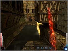 Śluza. Ciekawe, do czego mnie się ona przyda. Na razie obejrzę sobie dom po prawej. - City of Flame (4) | Rozdział 9 | Dark Messiah of Might and Magic - Dark Messiah of Might and Magic - poradnik do gry