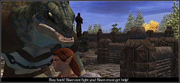 Jeśli zdecydujesz się zabić Slaana, na ekranie pojawi się komunikat, że kryjówka jaszczurów została zaznaczona na twojej mapie - Highcliff (2) | Akt 1 | Neverwinter Nights 2 - Neverwinter Nights 2 - poradnik do gry