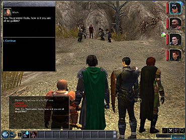 UWAGA: Jeśli w tym momencie zdecydujesz się wrócić do Neverwinter (co nie jest głupim pomysłem, gdyż możesz tam zakupić lepszy sprzęt dla Casavira i uzupełnić zapasy), zostaniesz jeszcze raz napadnięty przez orki, a na czele ataku stać będzie - Studnia Starej Sowy (1) | Akt 1 | Neverwinter Nights 2 - Neverwinter Nights 2 - poradnik do gry