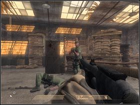 Teraz będziesz musiał dotrzeć do miejsca, które na mapie oznaczono niebieskim kwadratem (#1) - [Misja 1.4] Mexican Border - Escape cz.1 | Tom Clancys Rainbow Six Vegas - Tom Clancys Rainbow Six Vegas - poradnik do gry