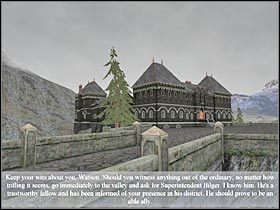 Po odzyskaniu pełnej kontroli nad sterowanej postacią podejdź do drzwi i spróbuj zapukać (#1) - Switzerland - Instytut Black Edelweiss | Rozdział 3 Sherlock Holmes Przebudzenie - Sherlock Holmes: Przebudzenie - poradnik do gry