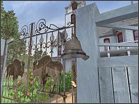 Wybierz teraz z inwentarza nóż i użyj go na znajdujących się tu drzwiach (#1), tak aby móc wejść do stajni - New Orleans - Francuska dzielnica (1) | Rozdział 4 Sherlock Holmes Przebudzenie - Sherlock Holmes: Przebudzenie - poradnik do gry