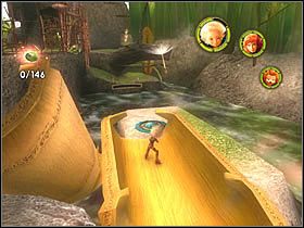 Znajdziesz się przy niebieskim guziku - stań na nim i wysuń kładkę - [ETAP IX] Lost in the Seven Lands - II cz.5 | Artur i Minimki - Artur i Minimki - poradnik do gry