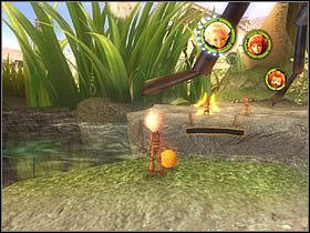 Następnie podaj jedną ze znajdujących się w pobliżu pomarańczowych kulek przyjaciołom pozostałym na brzegu - [ETAP IX] Lost in the Seven Lands - II cz.1 | Artur i Minimki - Artur i Minimki - poradnik do gry