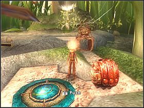 Poza transporterem natkniesz się na Kromino, wsuń go do dziwnego stworka wiszącego na pajęczynie (w tle) - [ETAP IX] Lost in the Seven Lands - II cz.1 | Artur i Minimki - Artur i Minimki - poradnik do gry