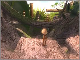 Dotrzesz w ten sposób do punktu, gdzie w etapie z rzeką omijałeś toczące się skorupy - [ETAP VIII] Lost in the Seven Lands - I cz.6 | Artur i Minimki - Artur i Minimki - poradnik do gry