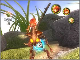 Sposób na niego przedstawia się następująco: najpierw odbierasz mu czerwone życie, następnie wykonujesz serię uderzeń (wciskając odpowiednie klawisze), wskakując na niego i unieruchamiając - [ETAP VIII] Lost in the Seven Lands - I cz.4 | Artur i Minimki - Artur i Minimki - poradnik do gry