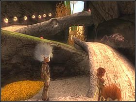 W miejscu tym, idąc górną ścieżką, będziesz mieć sposobność zdobycia torby na jajka - [ETAP VIII] Lost in the Seven Lands - I cz.2 | Artur i Minimki - Artur i Minimki - poradnik do gry