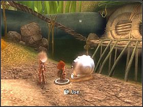 Zadaniem Betamechea będzie zahipnotyzowanie stworka, co spowoduje otwarcie drzwi na szczycie ściany - [ETAP VI] The Battle of the Station cz.1 | Artur i Minimki - Artur i Minimki - poradnik do gry