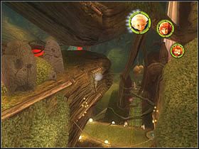 Skacząc po kolejnych drewnianych belkach, dotrzesz do miejsca, gdzie możliwa będzie droga w dwie strony (zdjęcie): zeskok na niższą belkę lub na sąsiednią - [ETAP IV] On the road to Necropolis cz.6 | Artur i Minimki - Artur i Minimki - poradnik do gry