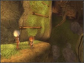 Będąc tam, wybierz Artura i rozpocznij wspinaczkę po drewnianych belkach umocowanych na jednej ze ścian (zdjęcie) - [ETAP IV] On the road to Necropolis cz.6 | Artur i Minimki - Artur i Minimki - poradnik do gry