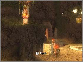 Następnie wstaw go we wskazane miejsce i sterując Betamecheem, wskocz na półkę z mechanizmem otwierającym drzwi - [ETAP IV] On the road to Necropolis cz.2 | Artur i Minimki - Artur i Minimki - poradnik do gry