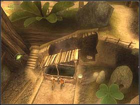 Skrzynię, która w poprzedniej scenie spadła na ziemię, wstaw w miejsce zniszczonych schodów (w pobliżu znajduje się torba na jajka, nie omieszkaj jej podnieść) - [ETAP II] Attack of the Henchmen cz.1 | Artur i Minimki - Artur i Minimki - poradnik do gry