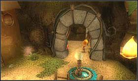 Po drugiej stronie przepaści znajdują się zamknięte drzwi, wystarczy - że staniesz na ulokowanej przed nimi zapadni, a te się otworzą - Poradnik do gry - [ETAP I] The world of the Minimoys cz.1 | Artur i Minimki - Artur i Minimki - poradnik do gry