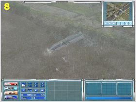 Następnym działaniem powinno być rozłożenie skokochronu pod osobą (7) , która kurczowo trzyma się uszkodzonego elementu mostu - [Misja 12] Wykolejony pociąg! | Emergency 4 Global Fighters For Life - Emergency 4: Global Fighters For Life - poradnik do gry