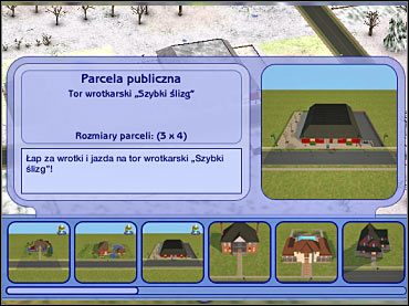 Będąc na ekranie zarządzania całym otoczeniem, warto dostawić nowe domy oraz parcele publiczne (jak chociażby tor wrotkarski). - Zmiany globalne | Zmiany | The Sims 2 Cztery Pory Roku - The Sims 2: Cztery pory roku - poradnik do gry