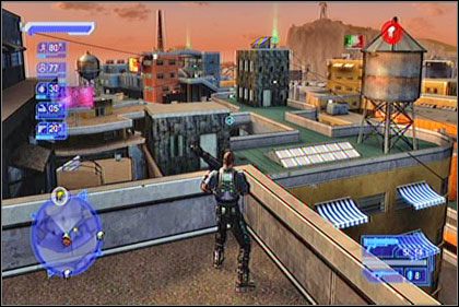 Na górze budynku z pomarańczowej cegły dostrzeżesz Martineza - Juan El Numero Martinez | Los Muertos | Crackdown - Crackdown - poradnik do gry