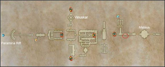 Czerwone kółko przed salą z Mateusem pokazuje położenie ukrytego przejścia. - Stilshrine of Miriam | Część II | Solucja Final Fantasy XII - Final Fantasy XII - poradnik do gry
