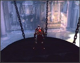 W pierwszej fazie walki z tą paskudą musisz dużo skakać oraz często używać Golden Fleece, by blokować jej petryfikujące promienie i pociski - Temple of Euryale (2) | Solucja God of War II - God of War II - poradnik do gry