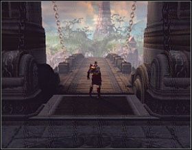 Połóż ciało na przycisku w głębi pomieszczenia, po czym pociągnij za wajchę - The Temple of Lahkesis (1) | Solucja God of War II - God of War II - poradnik do gry