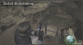 Za nią idź przed siebie, aż trafisz do miejsca, w którym zmuszony jesteś zeskoczyć do pomieszczenia pod ziemią - Island (5-4) - zestrzelony helikopter | Solucja Resident Evil 4 - Resident Evil 4 - PC - poradnik do gry