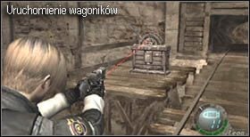 Gdy nowi wrogowie przestaną się pojawiać przejdź do pierwszego przedziału i strzel w urządzenie uruchamiające kolejkę - Castle (4-3) - podziemna kolejka | Solucja Resident Evil 4 - Resident Evil 4 - PC - poradnik do gry